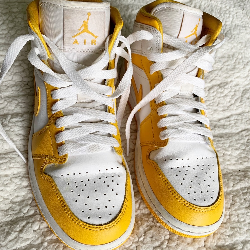 Nike Air Jordan’s, Womens 6.5, mustard yellow and white, used great condition